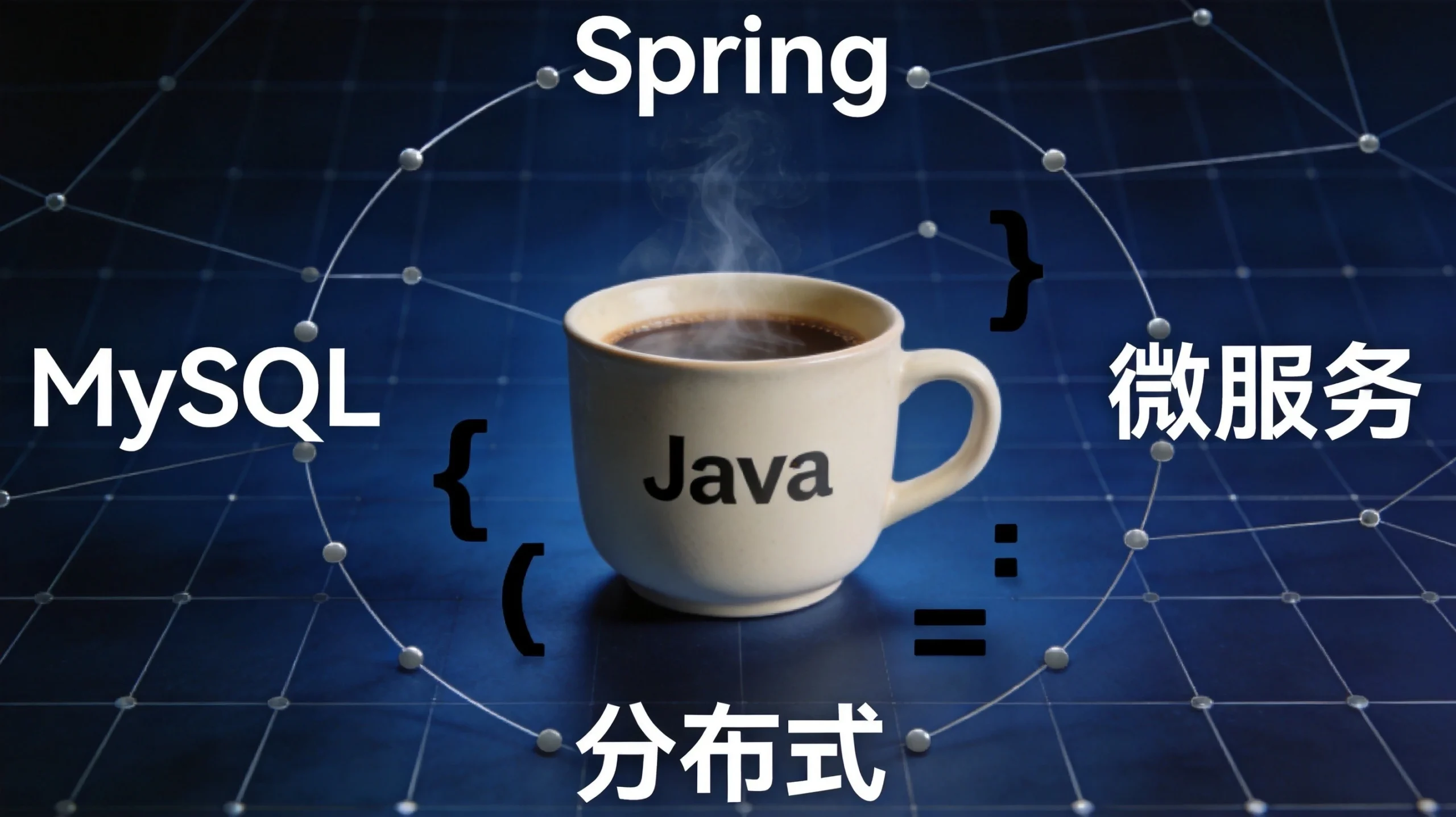 Java后端面试主题封面,深蓝科技风网络视觉