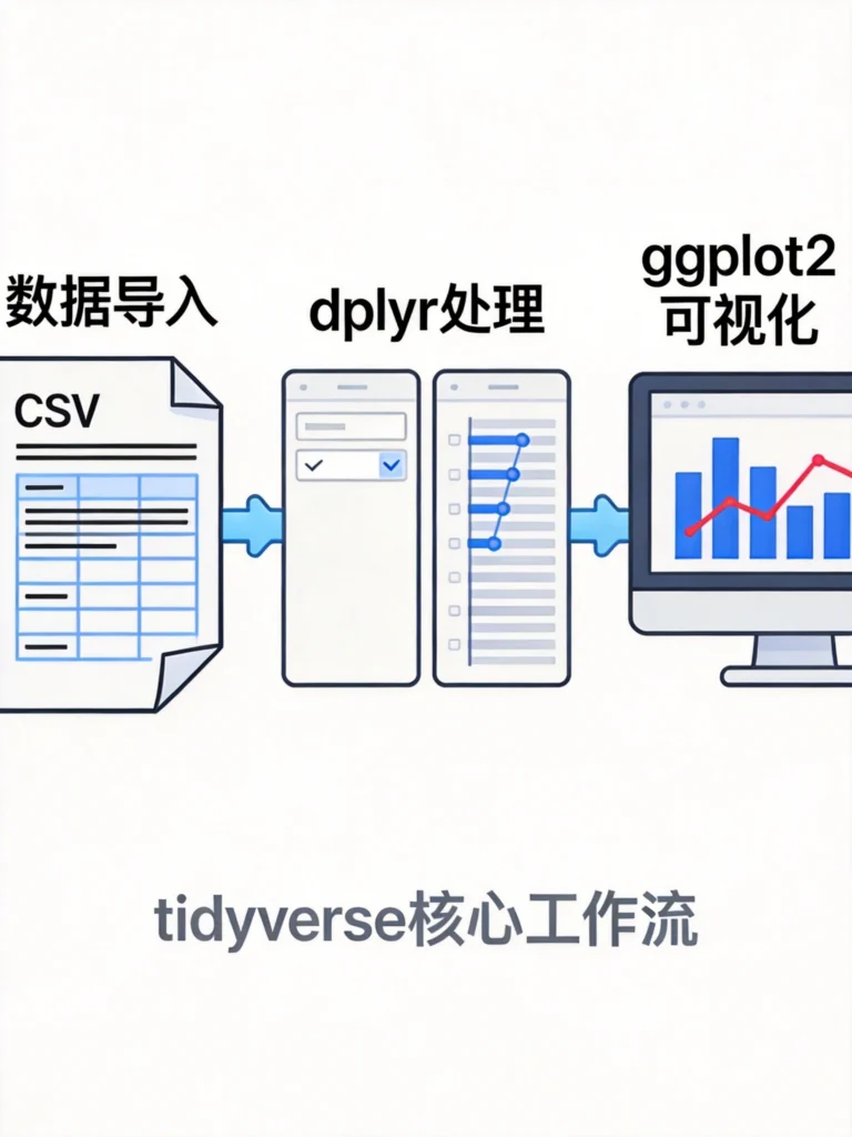tidyverse数据处理流程图，数据导入到ggplot2可视化的完整工作流