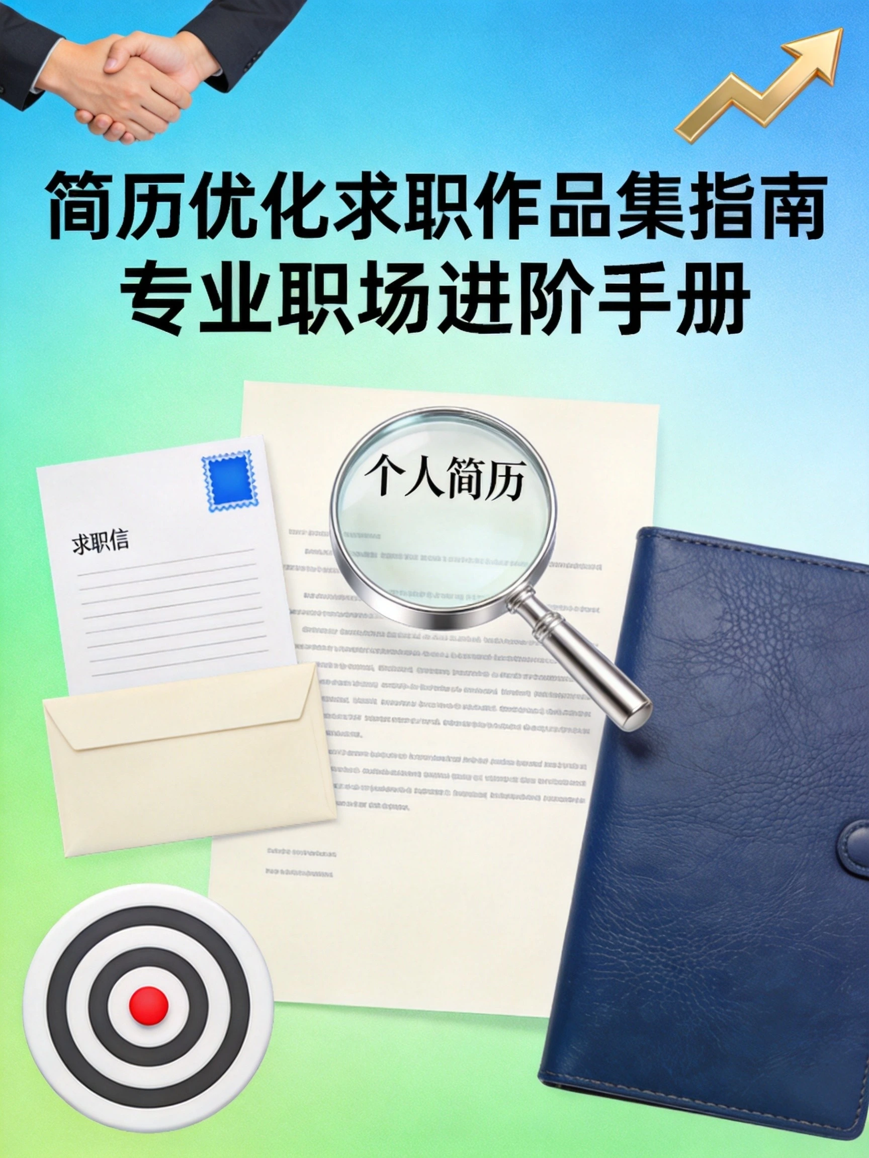 简历优化求职作品集指南封面,专业风格展示求职主题