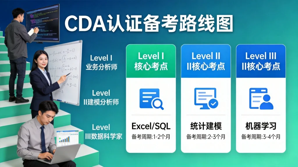 CDA三个级别考试内容对比,备考周期与核心考点全解析