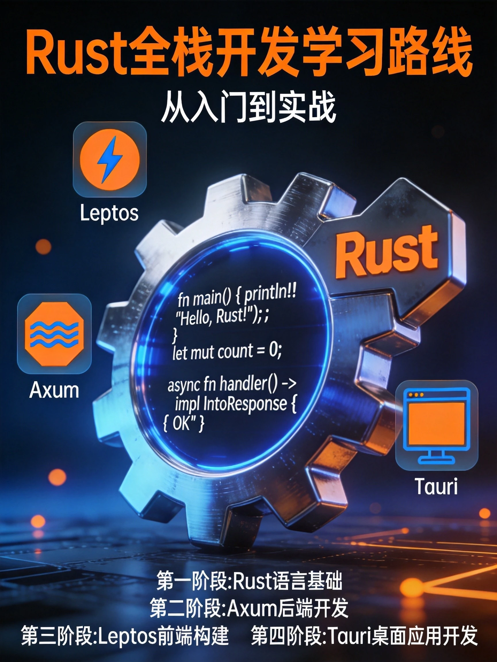Rust全栈开发学习路线,Axum/Leptos/Tauri三大框架实战指南
