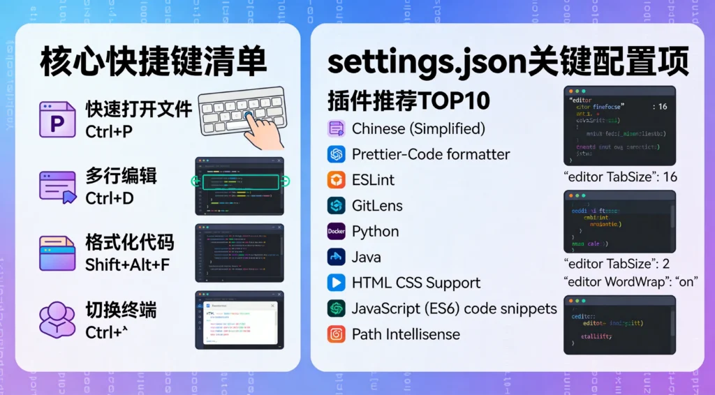 VS Code核心快捷键与settings.json配置清单,开发效率翻倍必备