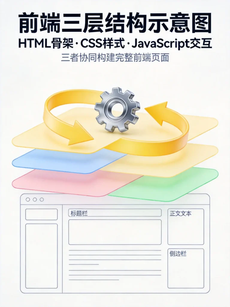 HTML CSS JS网页开发三层架构图