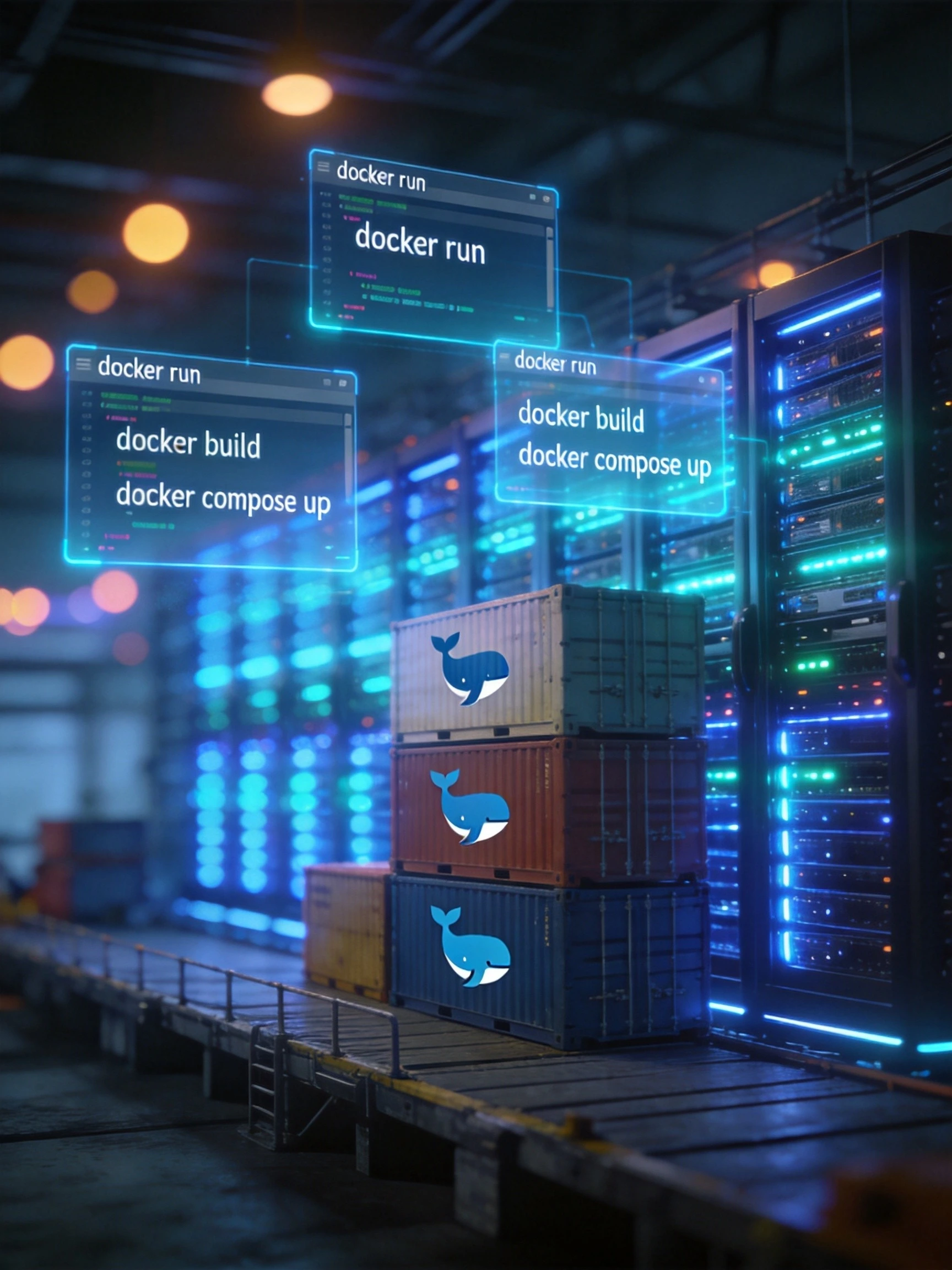 Docker实战:现代化服务器机房中容器化部署的科技光影