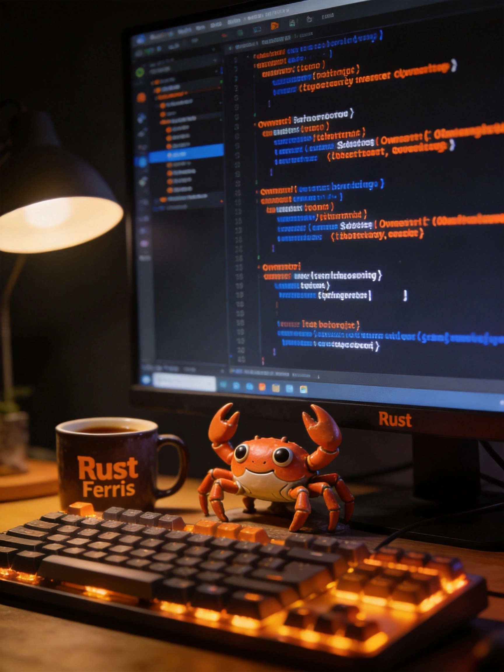 Rust编程入门:IDE中所有权与借用代码配合螃蟹吉祥物
