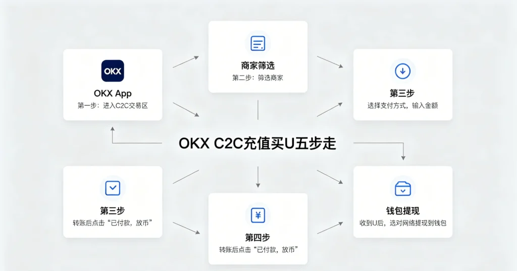 OKX C2C 充值买 U 五步走