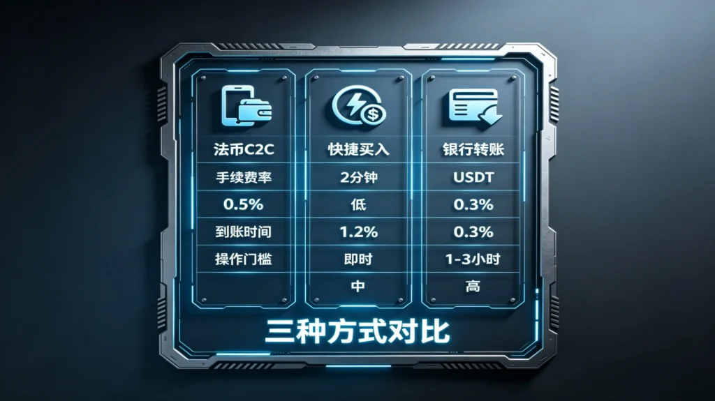 三种买 U 方式对比图