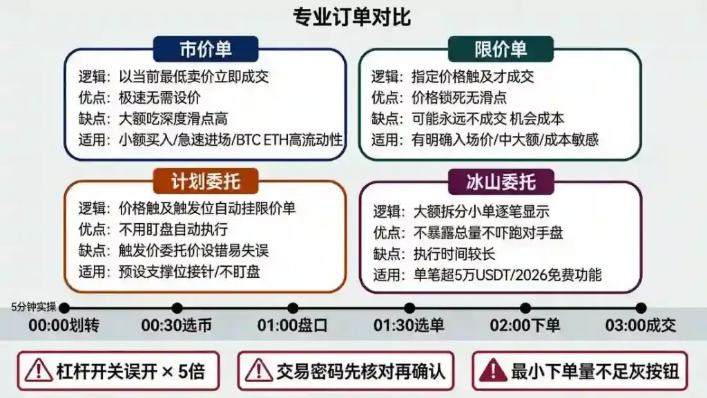 四种订单类型对比矩阵
