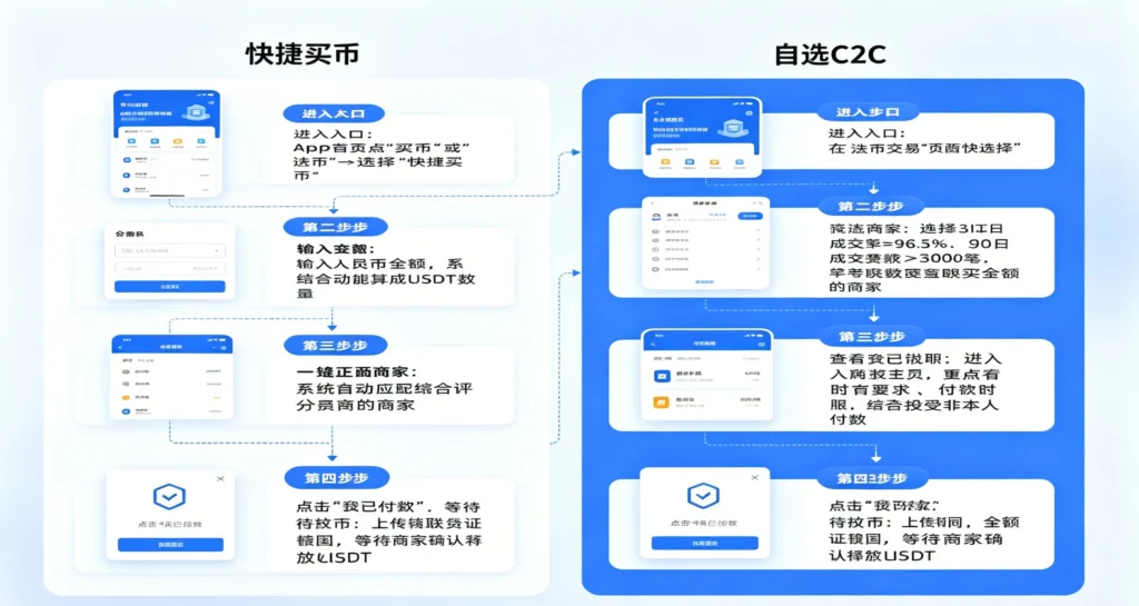 C2C 买币九步核对流程图