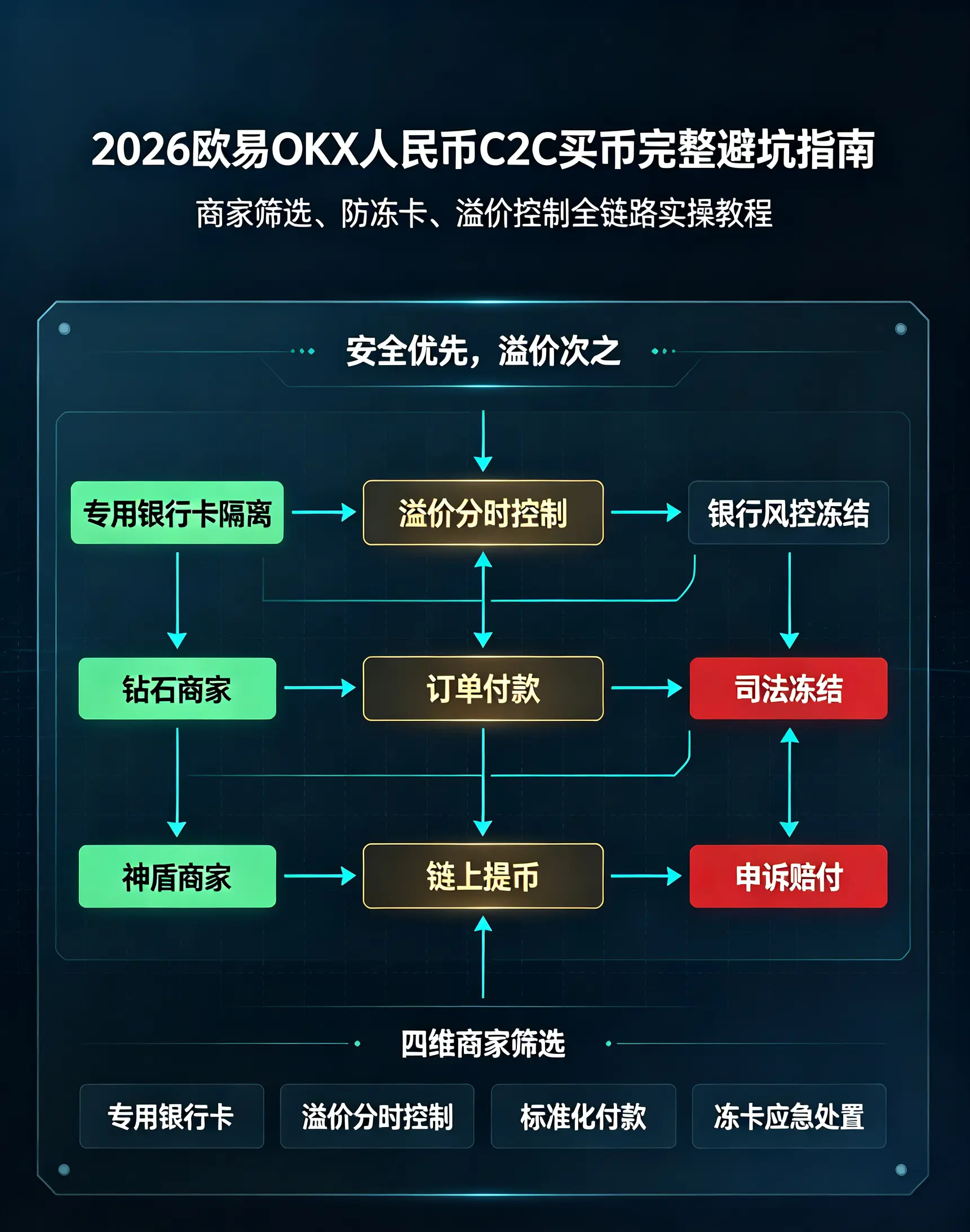 人民币C2C买币完整避坑指南：商家筛选、防冻卡、溢价控制全链路实操教程