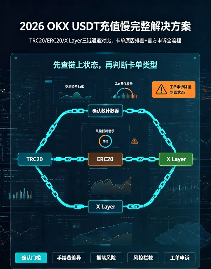 充值到账慢怎么办？USDT充提三链通道对比+常见卡单原因排查与申诉流程