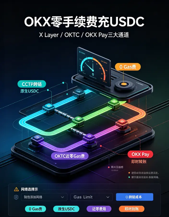 零手续费充值USDC 2026攻略：X Layer/OKTC/OKX Pay三大通道对比与实操全解析
